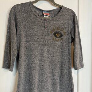 New Orleans Saints NFL Junk Food 3/4 Sleeve Henley Tee Size L